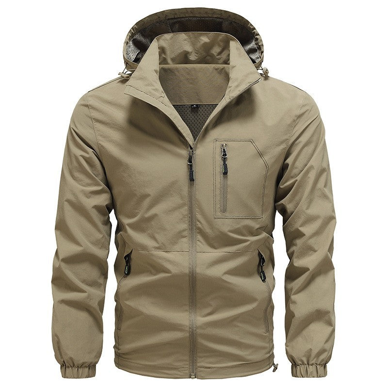 Men's Hooded Windproof Outdoor Jacket Lightweight Hiking