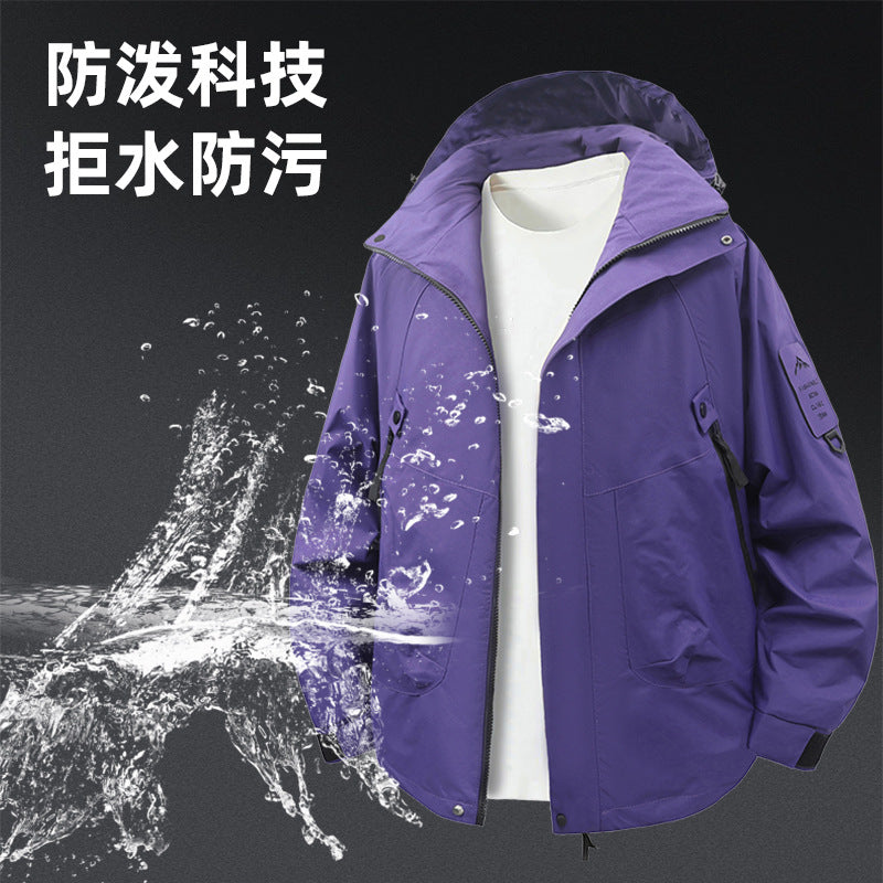 Unisex Hooded Waterproof Windproof Outdoor Couple Jacket