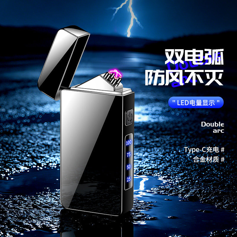Dual Arc Rechargeable Windproof Lighter with Digital Display &