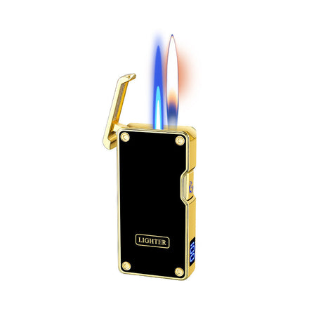 Golden color Rechargeable Voice-Controlled Dragon Design Dual Flame Alloy Lighter