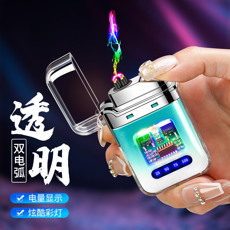 Transparent Dual Arc Rechargeable Windproof Lighter with Gradient