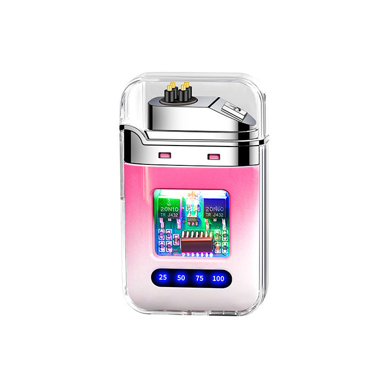 Dazzling orange Transparent Dual Arc Rechargeable Windproof Lighter with Gradient Color & Type-C Fast Charging