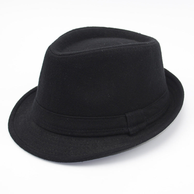 Men’s Wool Felt Jazz Hat British Style Short Brim Fedora Cap
