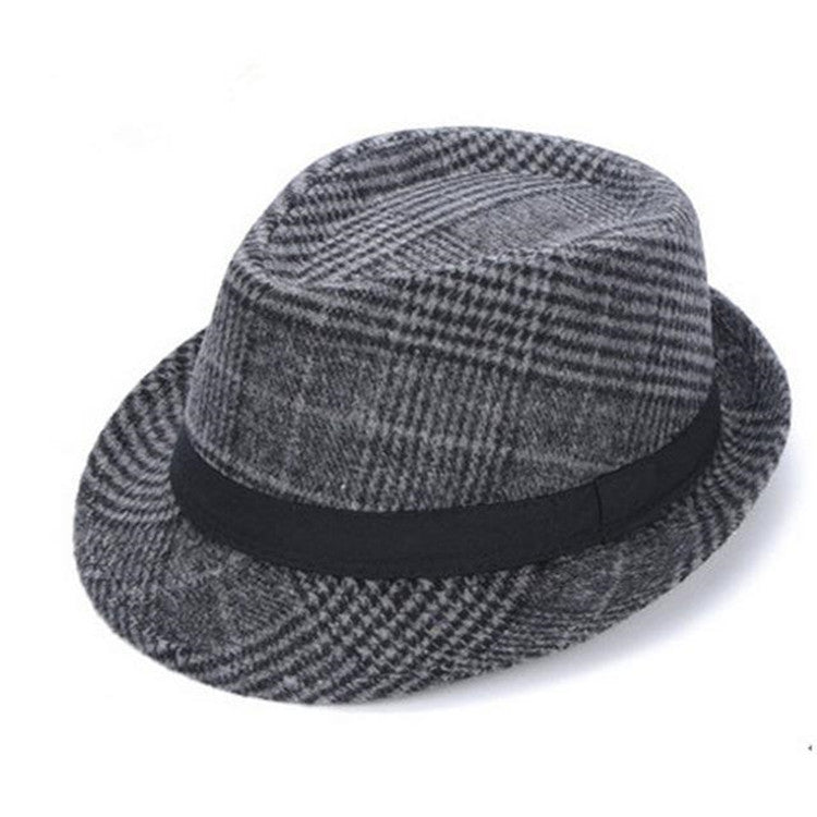 Men’s Wool Blend Top Hat Curled Brim British Retro Jazz Hat
