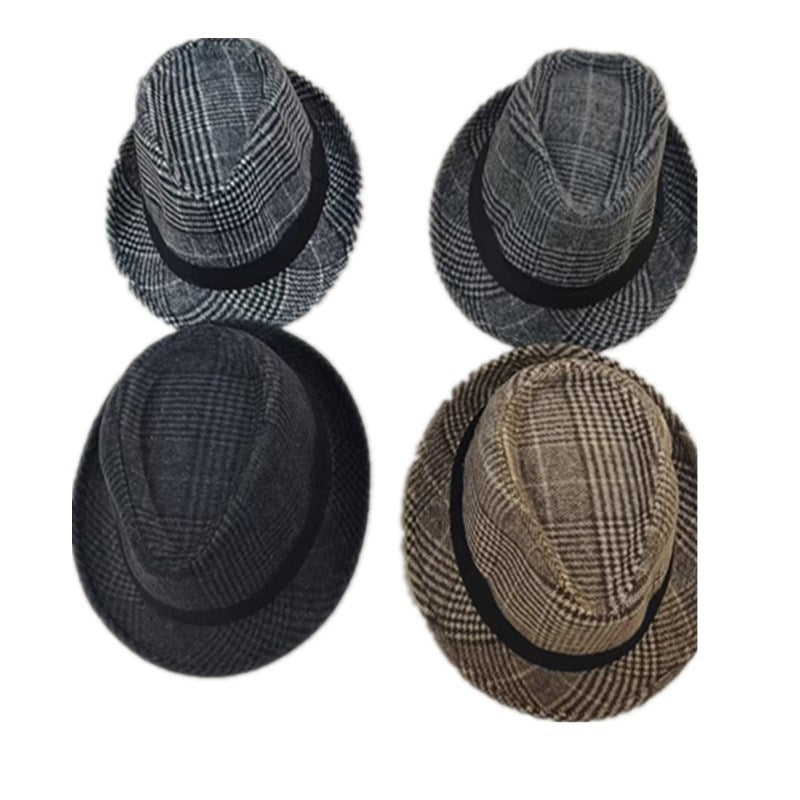 Men’s Wool Blend Top Hat Curled Brim British Retro Jazz Hat