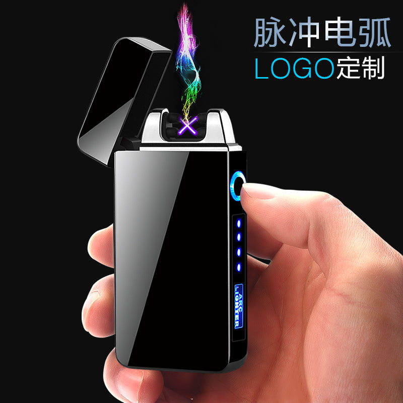 Business black JL613 Creative Power Display Dual Arc USB Rechargeable Windproof Lighter