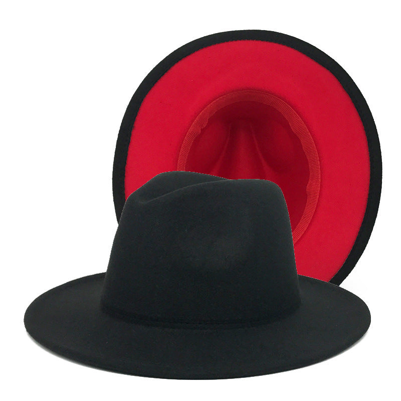 Men’s Wool Felt Jazz Hat Wide Brim Two-Tone Vintage Style Hat