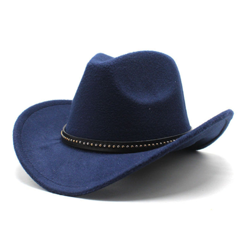 Unisex Wool Felt Cowboy Jazz Hat Vintage Western Style Fedora