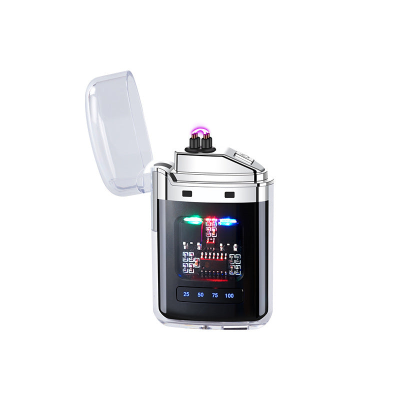 319 gradient Rechargeable Transparent Double Arc Windproof Digital Pulse Lighter