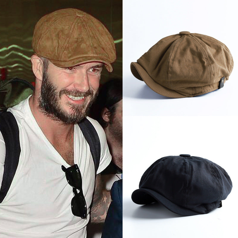 Men’s Cotton Newsboy Octagonal Hat British Retro Painter Beret