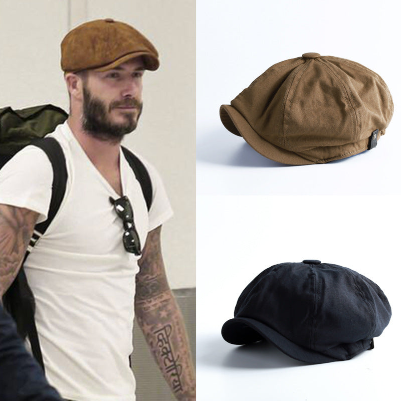 Men’s Cotton Newsboy Octagonal Hat British Retro Painter Beret