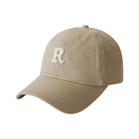 Korean Style Soft Top R Logo Unisex Large Baseball Cap
