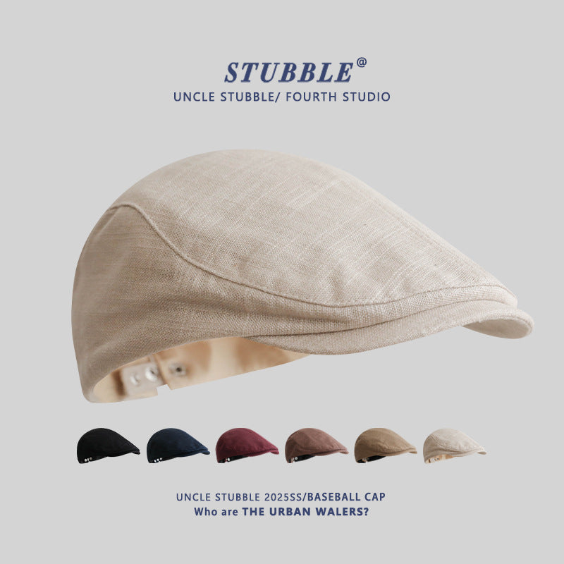 Japanese Style Retro Cotton Linen Unisex Newsboy Cap