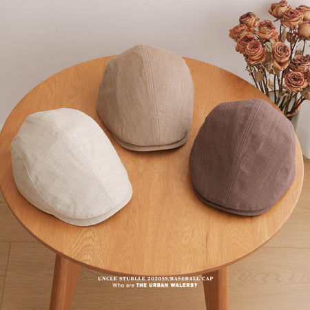 Japanese Style Retro Cotton Linen Unisex Newsboy Cap