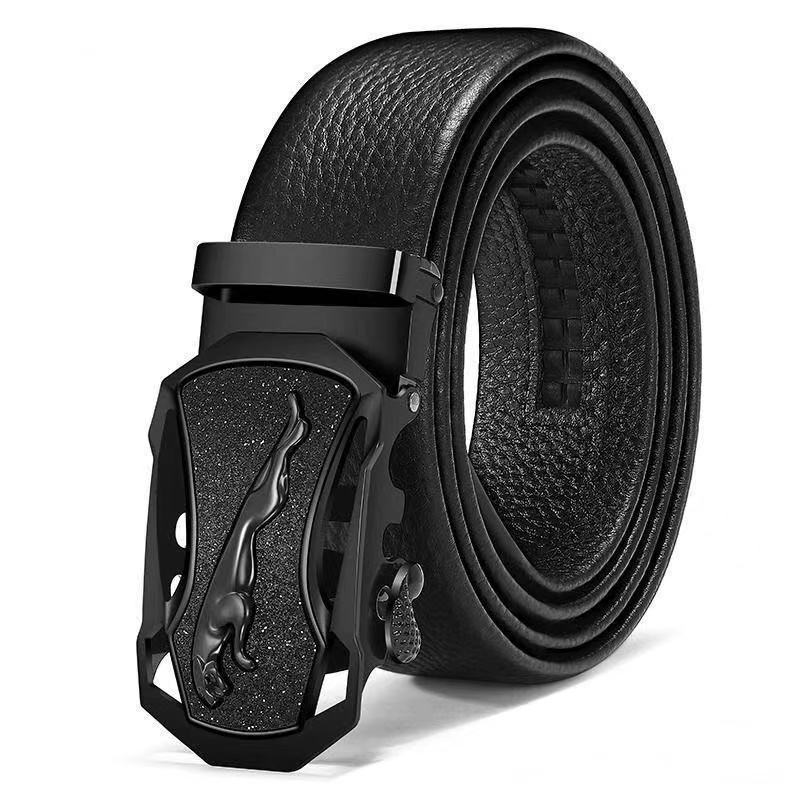 Style 1 men's Pebbled Leather Business Belt with Custom Buckle Gift Box