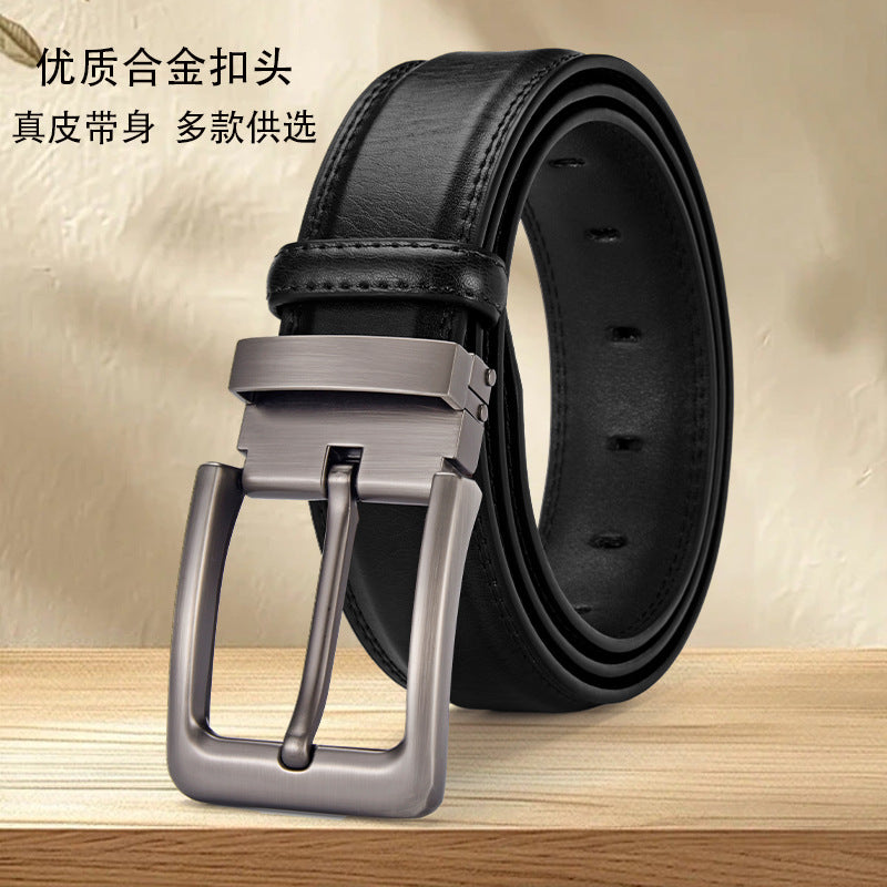 Men's Genuine Cowhide Pin Buckle Leather Belt