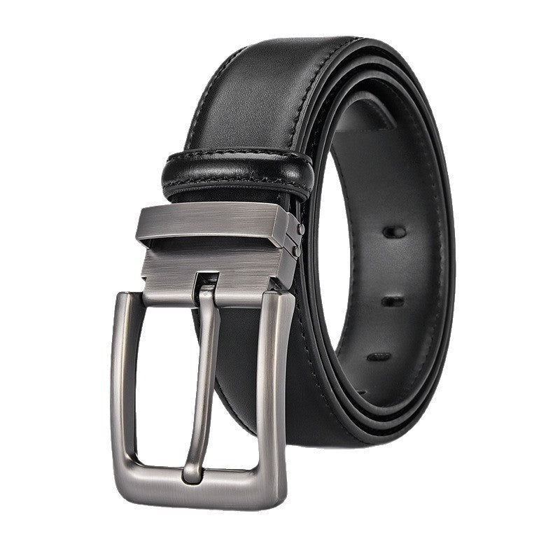 Style 1 [Black] Elephant Pattern men's Genuine Cowhide Pin Buckle Leather Belt