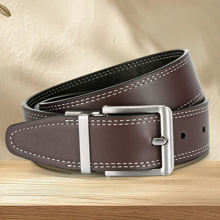 Style 1 vintage Genuine Leather Belt with Rotating Pin Buckle
