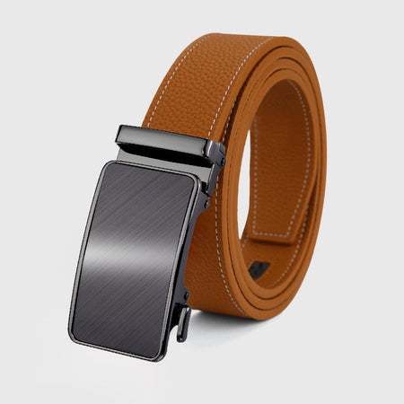 Mirror Style 1 [Herm������S Orange] men's Genuine Leather Belt with Mirror Automatic Buckle