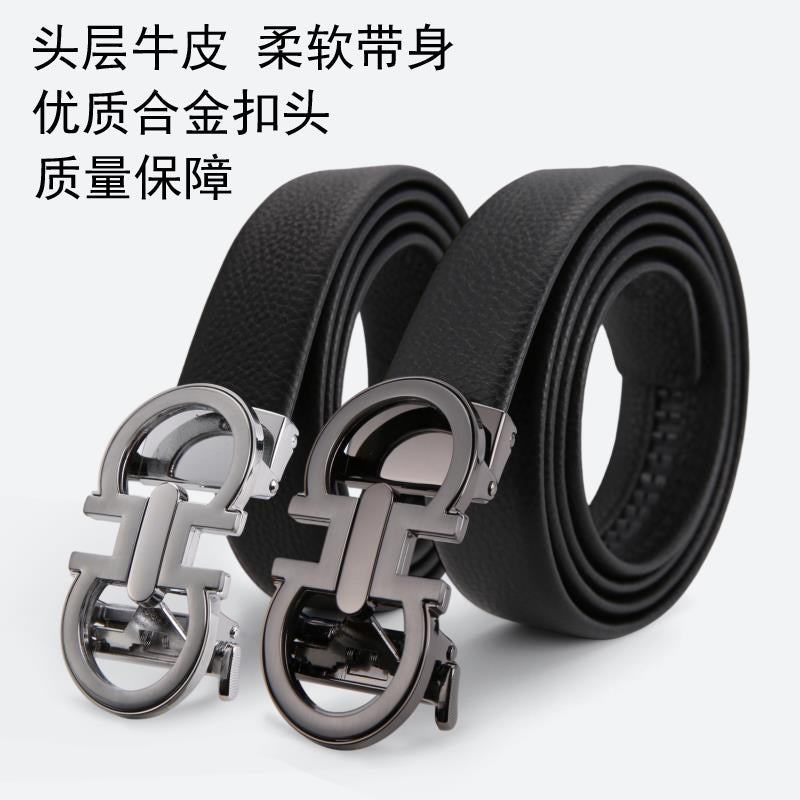 Men's First-Layer Cowhide Automatic Buckle Business Belt
