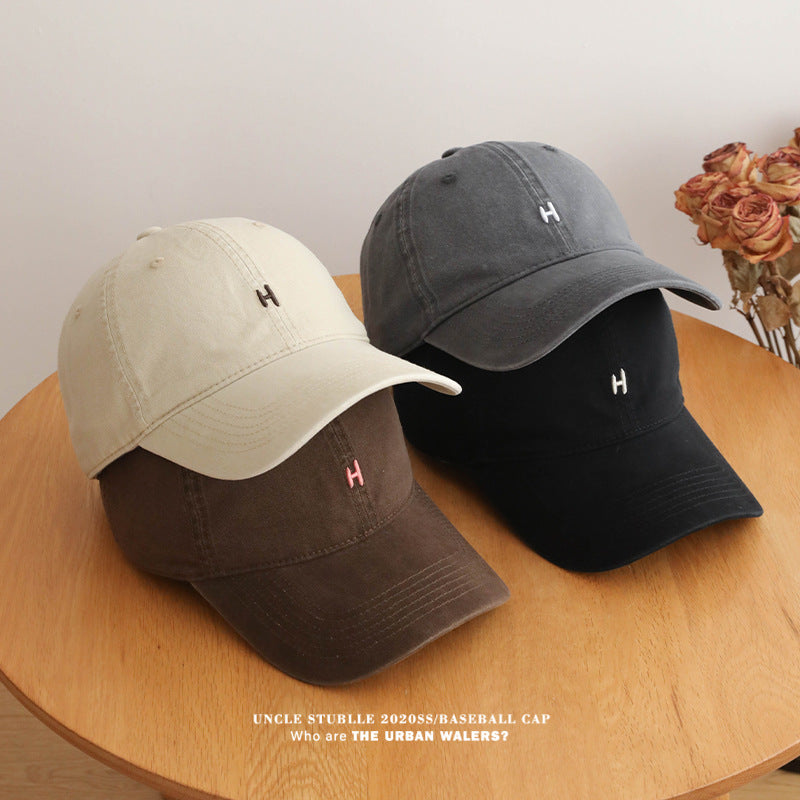 Korean Style Embroidered Wide Brim Unisex Baseball Cap