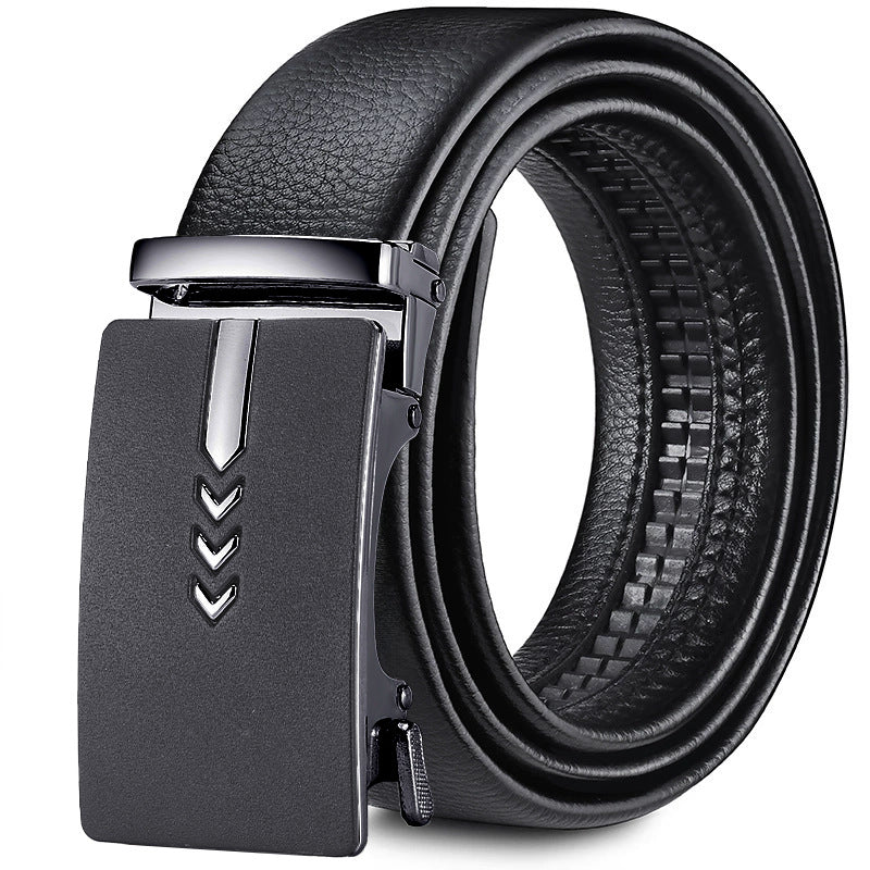 Style 1 Gold men's Pebbled Leather Automatic Buckle Formal Belt