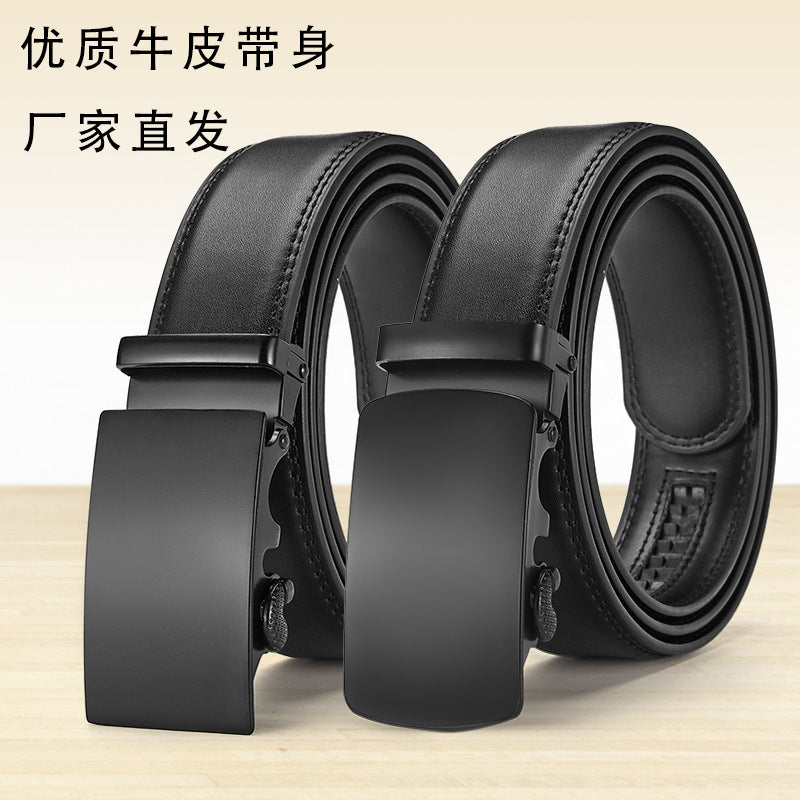 Men's Cowhide Automatic Buckle Business Leather Belt