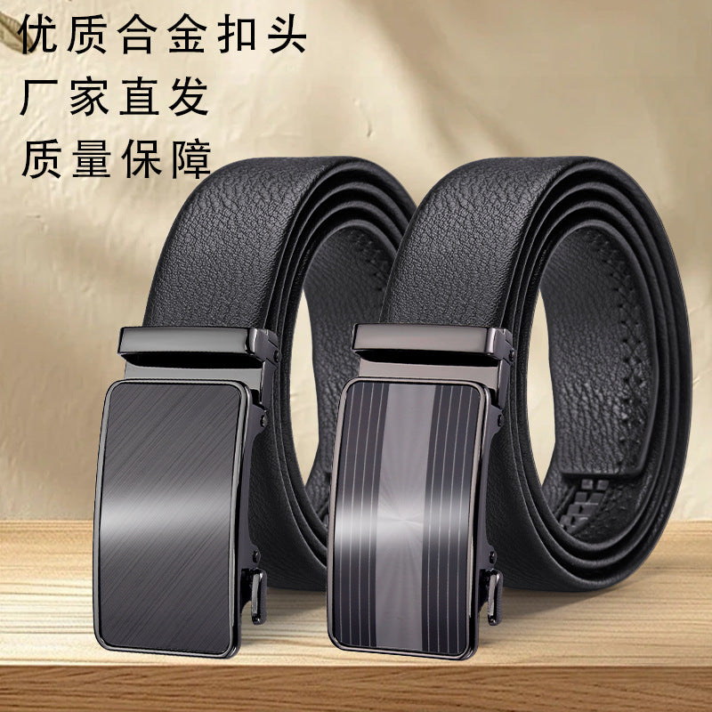 Men's Genuine Cowhide Automatic Buckle Business Belt