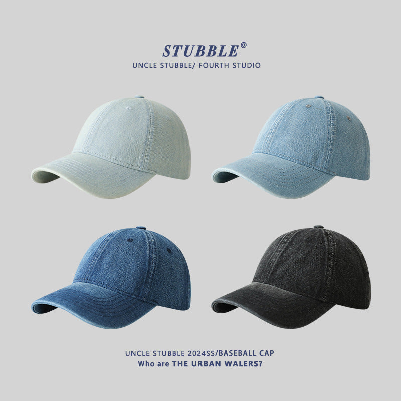Korean Style Soft Top Solid Color Unisex Denim Baseball Cap