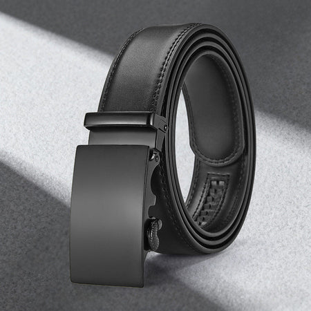 Glossy Black Buckle 1 [Black Belt] men's Pure Leather Automatic Buckle Business Casual Belt