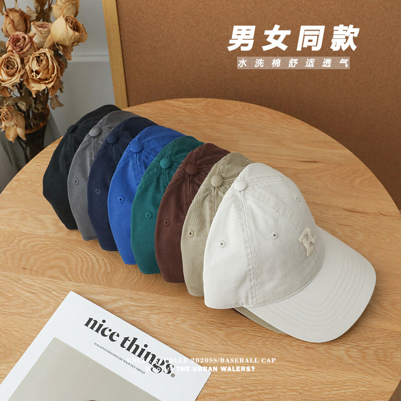 Korean Style Letter "R" Embroidered Soft Top Unisex Baseball Cap