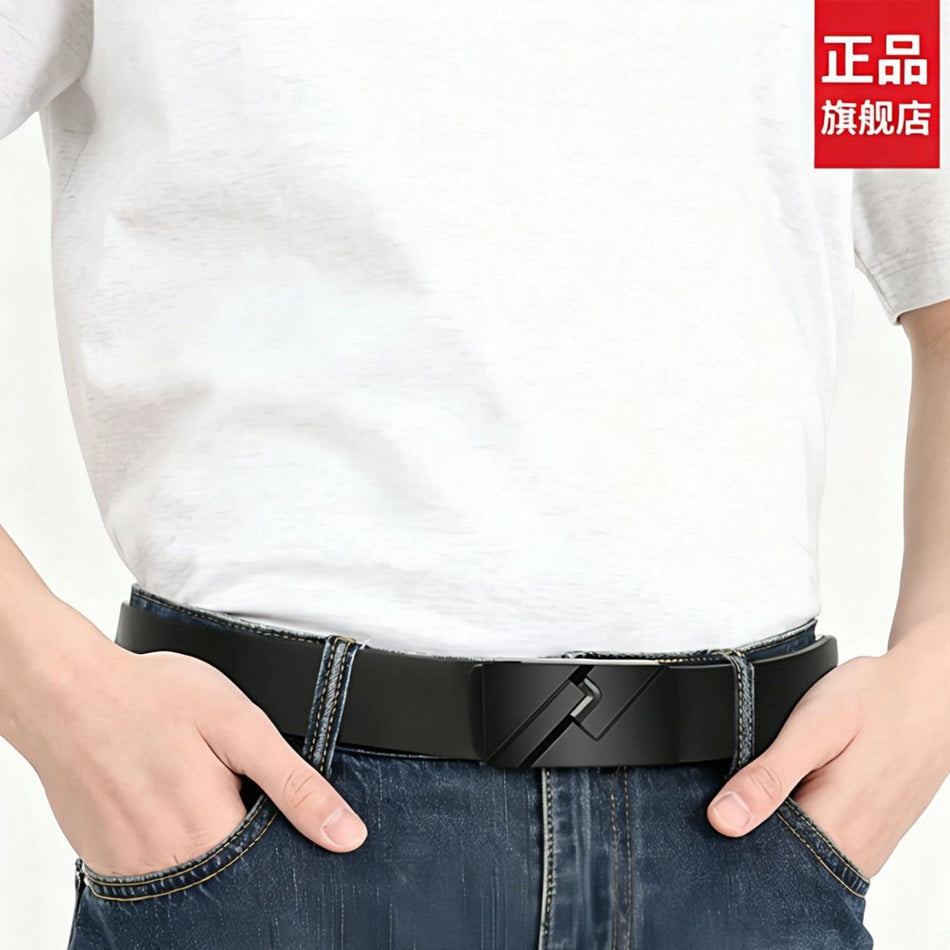 Men's Automatic Buckle Casual Leather Belt for Jeans Wear