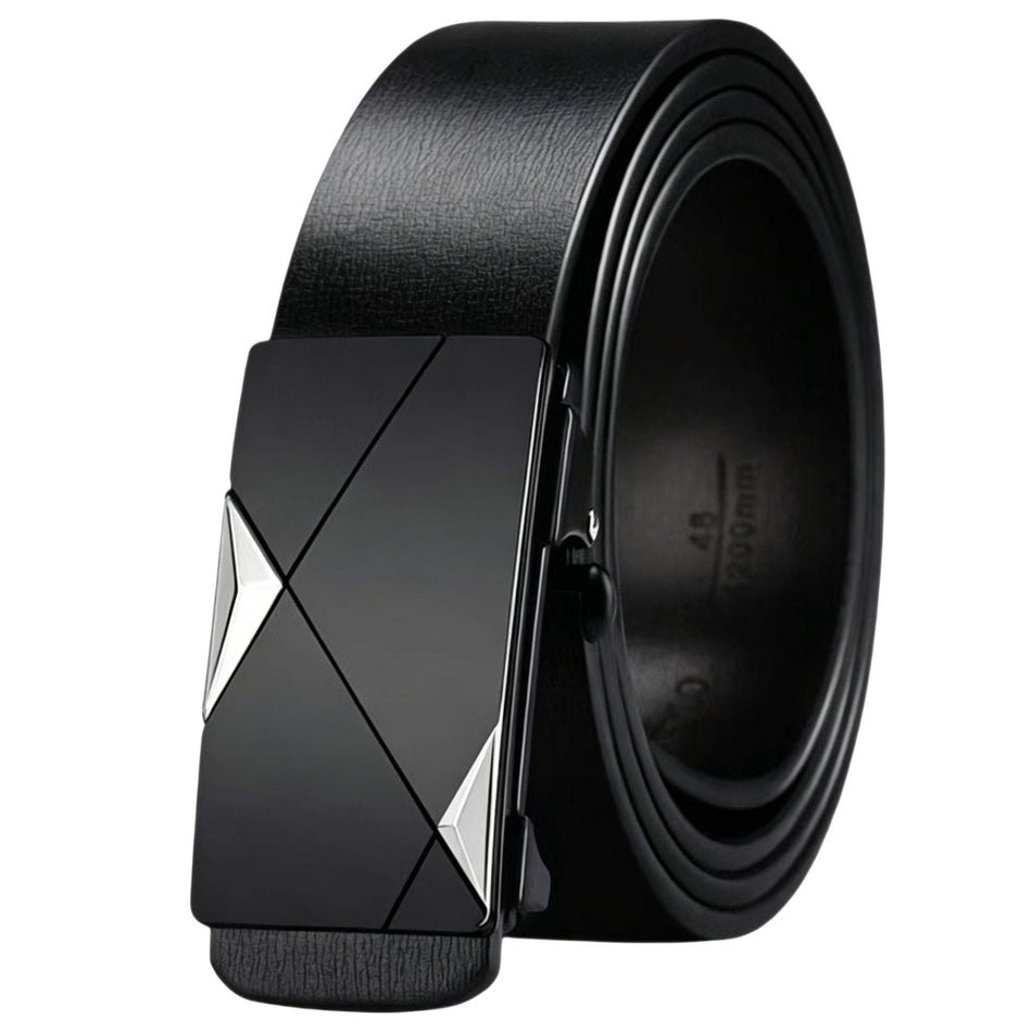 Black Gold Triangle men's Toothless Automatic Buckle Casual Leather Belt