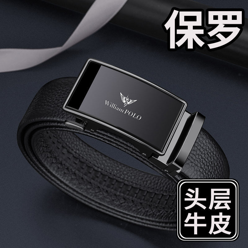 Men's Genuine Leather Automatic Buckle Business Belt