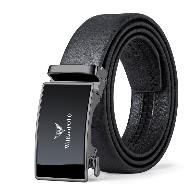 Gun Color Plain No Gift Box [Second Layer Of Cowhide]] men's Genuine Leather Automatic Buckle Business Belt