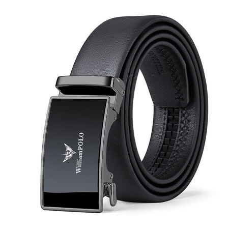 Gun Color Plain No Gift Box [Second Layer Of Cowhide]] men's Genuine Leather Automatic Buckle Business Belt