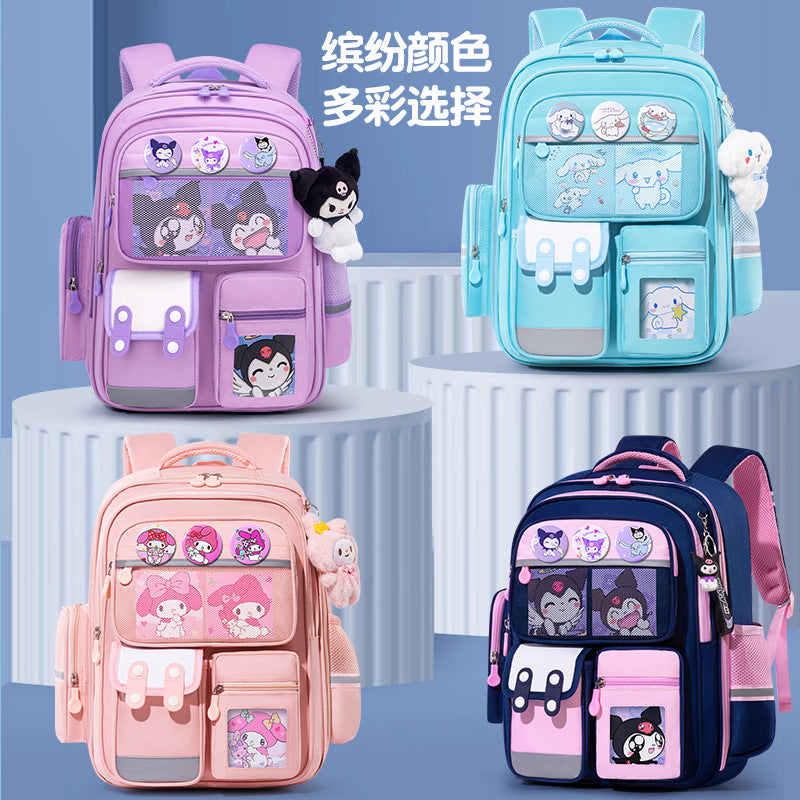 Kuromi Cartoon Spine Support School Backpack for Kids