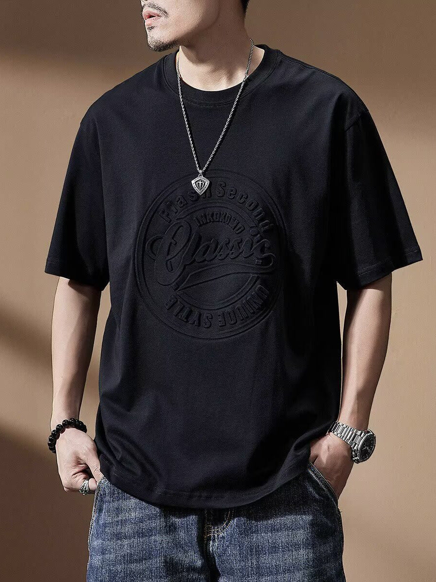 Men's Loose Fit Black Half Sleeve Summer T-Shirt