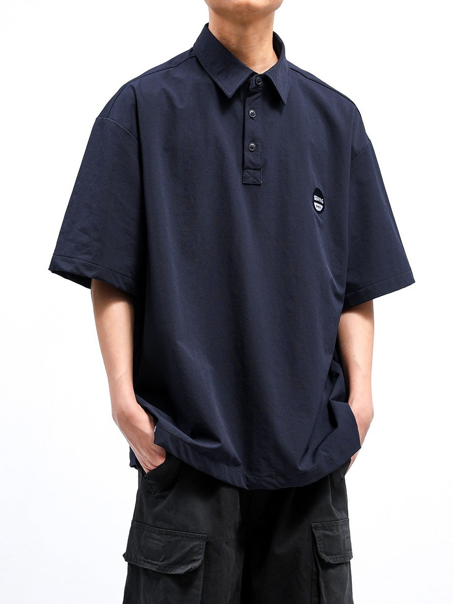 Men's Loose Fit Summer Polo Shirt with Lapel Collar