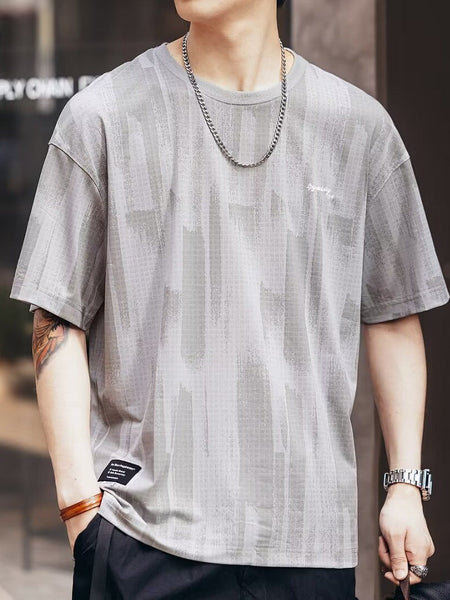 Light Gray men's Tie-Dye Loose Fit Half Sleeve Gradient T-Shirt