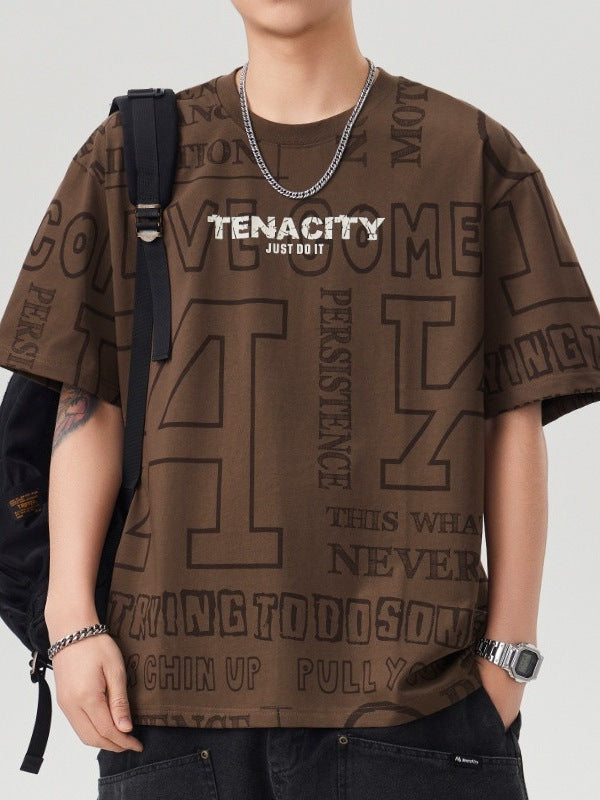 Men's Loose Fit Printed Round Neck Summer T-Shirt