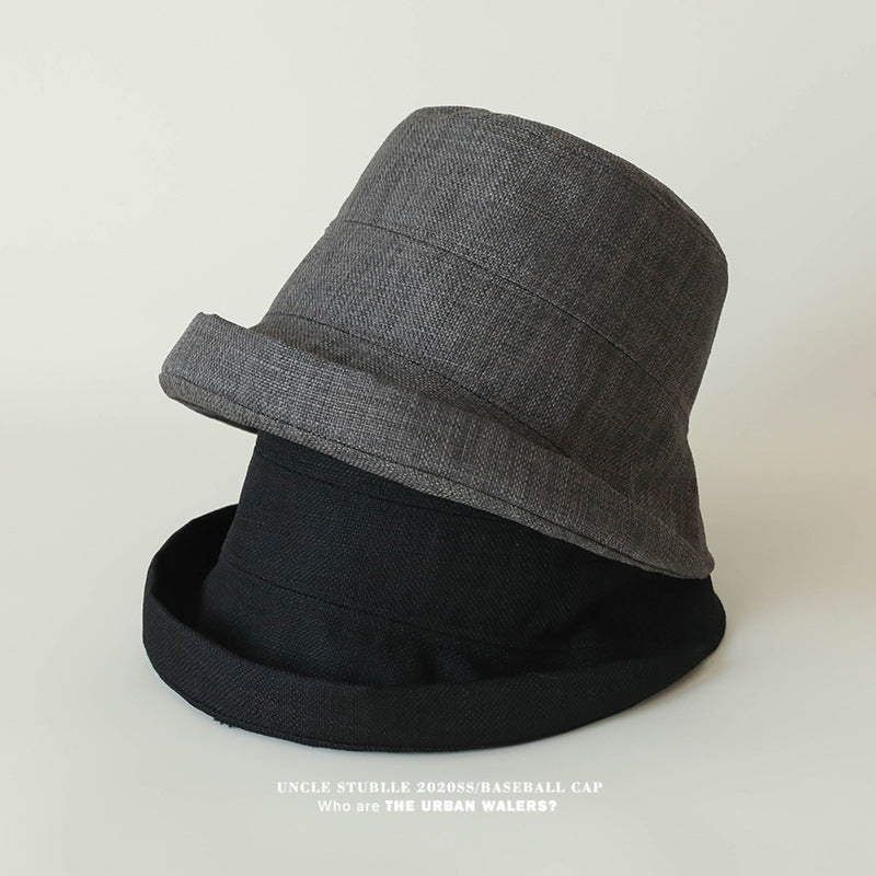 Japanese Artistic Cotton Linen Unisex Curled Basin Hat