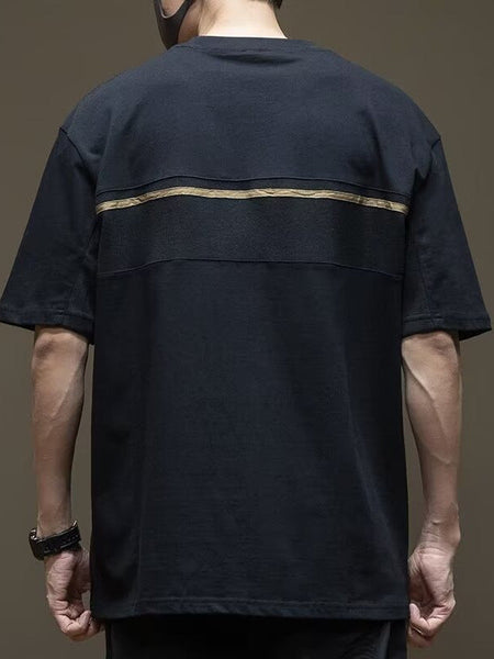 Black men's Loose Fit Breathable Hip Hop Short Sleeve T-Shirt