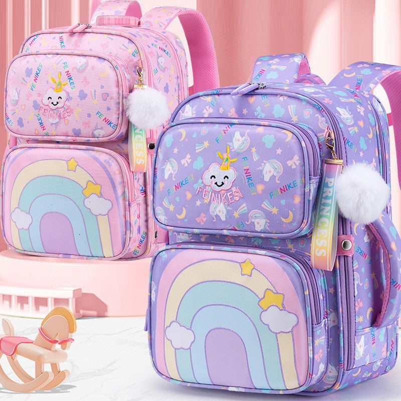 Lightweight Spine Support School Backpack for Girls Grades 3–4
