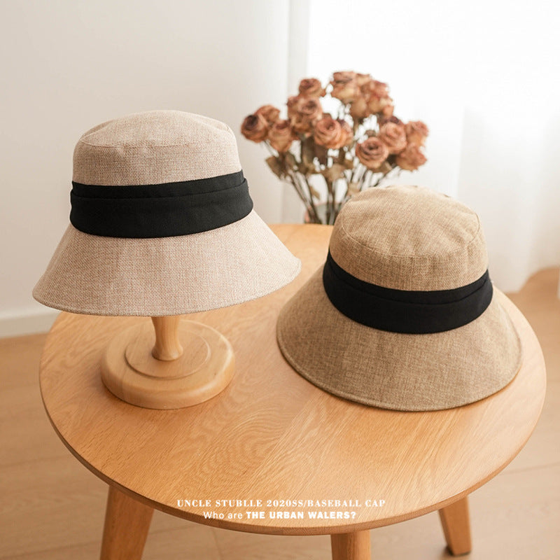 Japanese Retro Cotton Linen Elegant Bow Unisex Bucket Hat