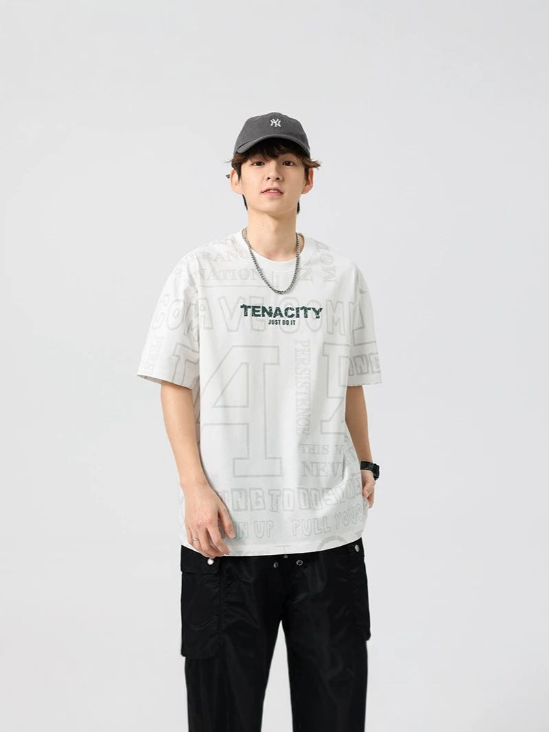 Men's Loose Fit Full Print Round Neck Summer T-Shirt