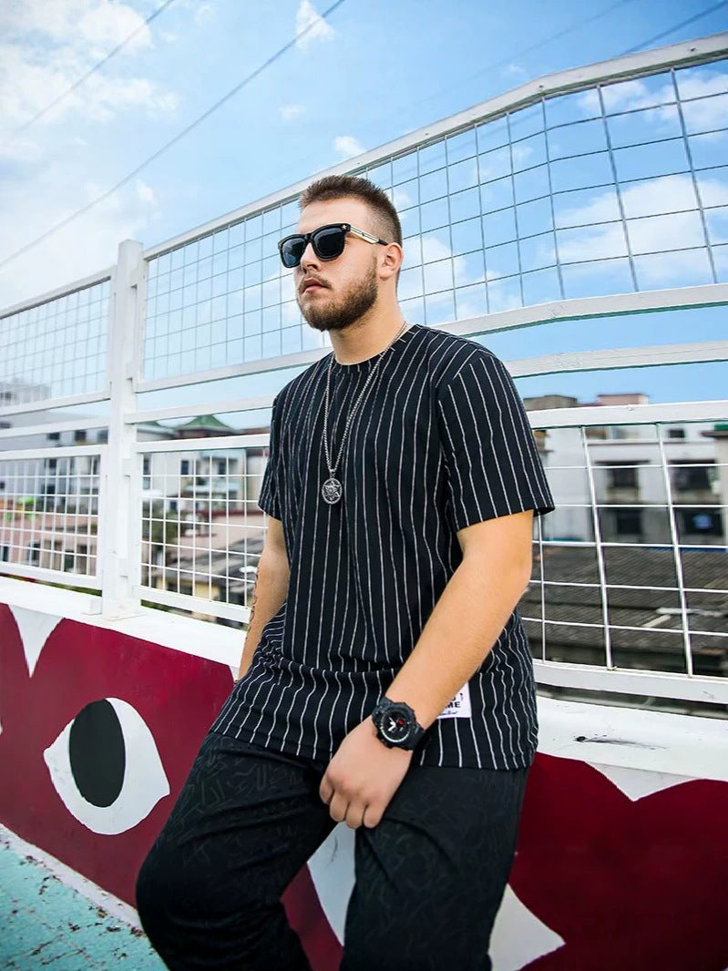 Men's Loose Fit Striped Short Sleeve Summer Shirt