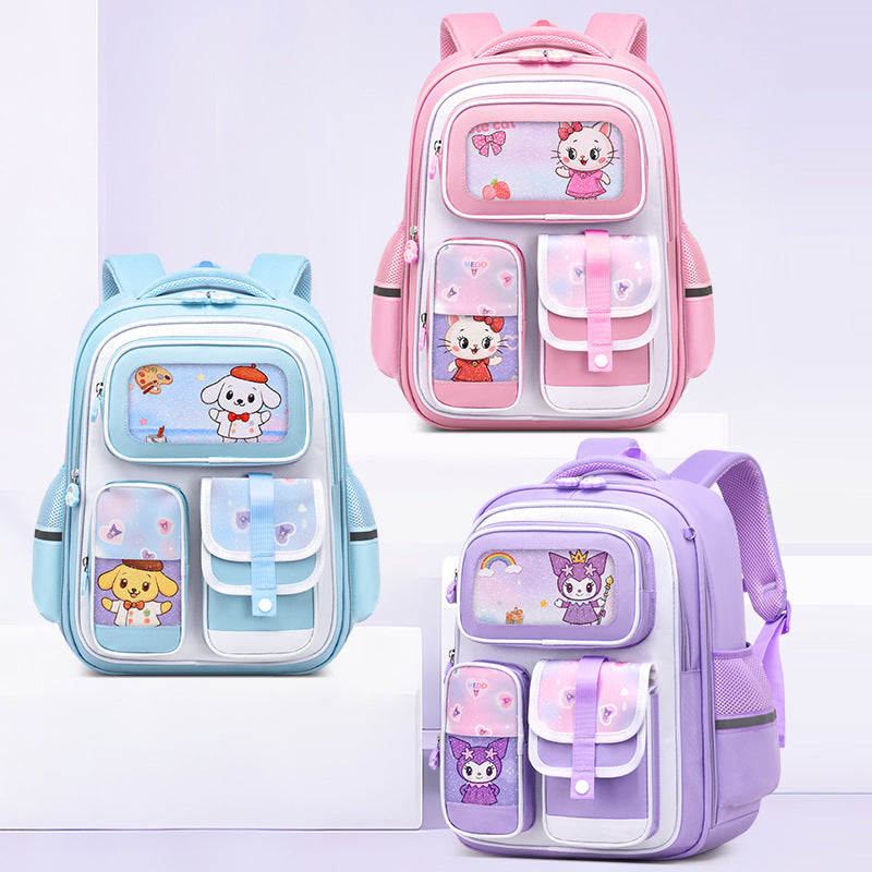 Kuromi Cartoon Spine Support School Backpack for Girls Grades 3–4