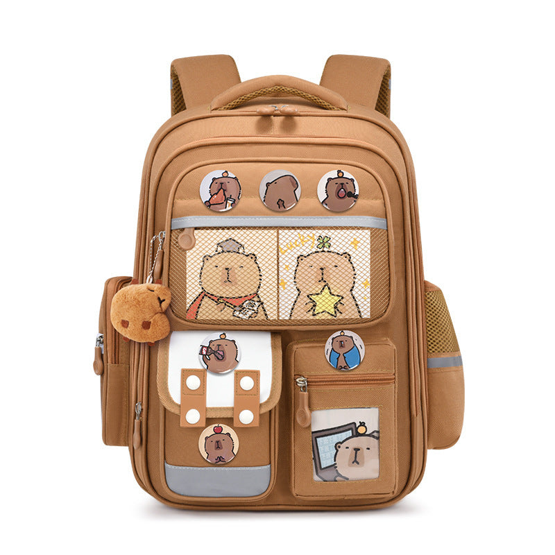 Capybara Cartoon Lightweight School Backpack for Kids