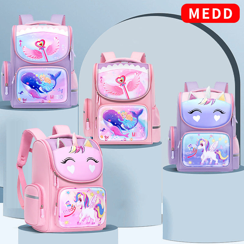 Unicorn Cartoon Lightweight School Backpack for Girls
